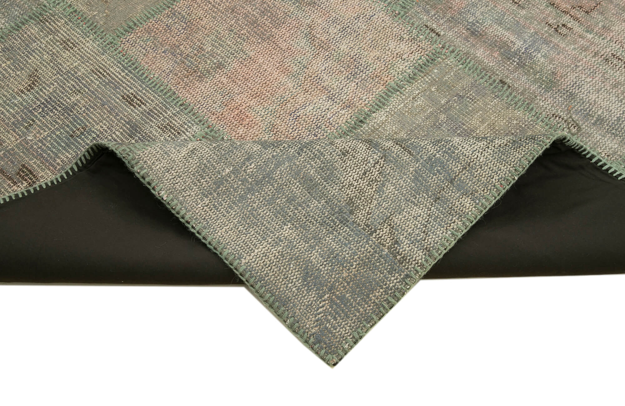 Handmade anatolian vintage 200 cm x 303 cm grey patchwork rug