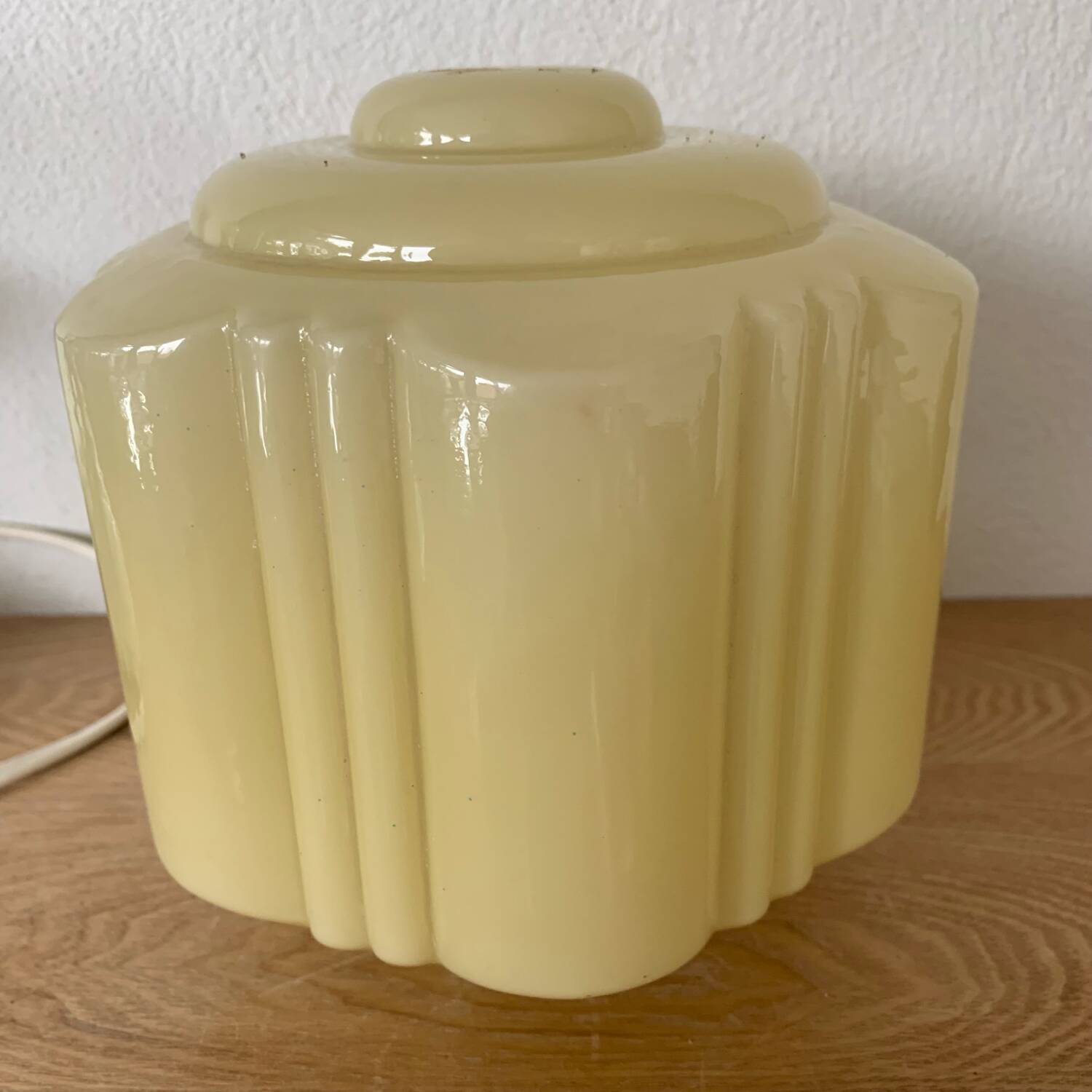 Table Lamp With Globe Thabur Yellow Straw Netherlands 30s-40s