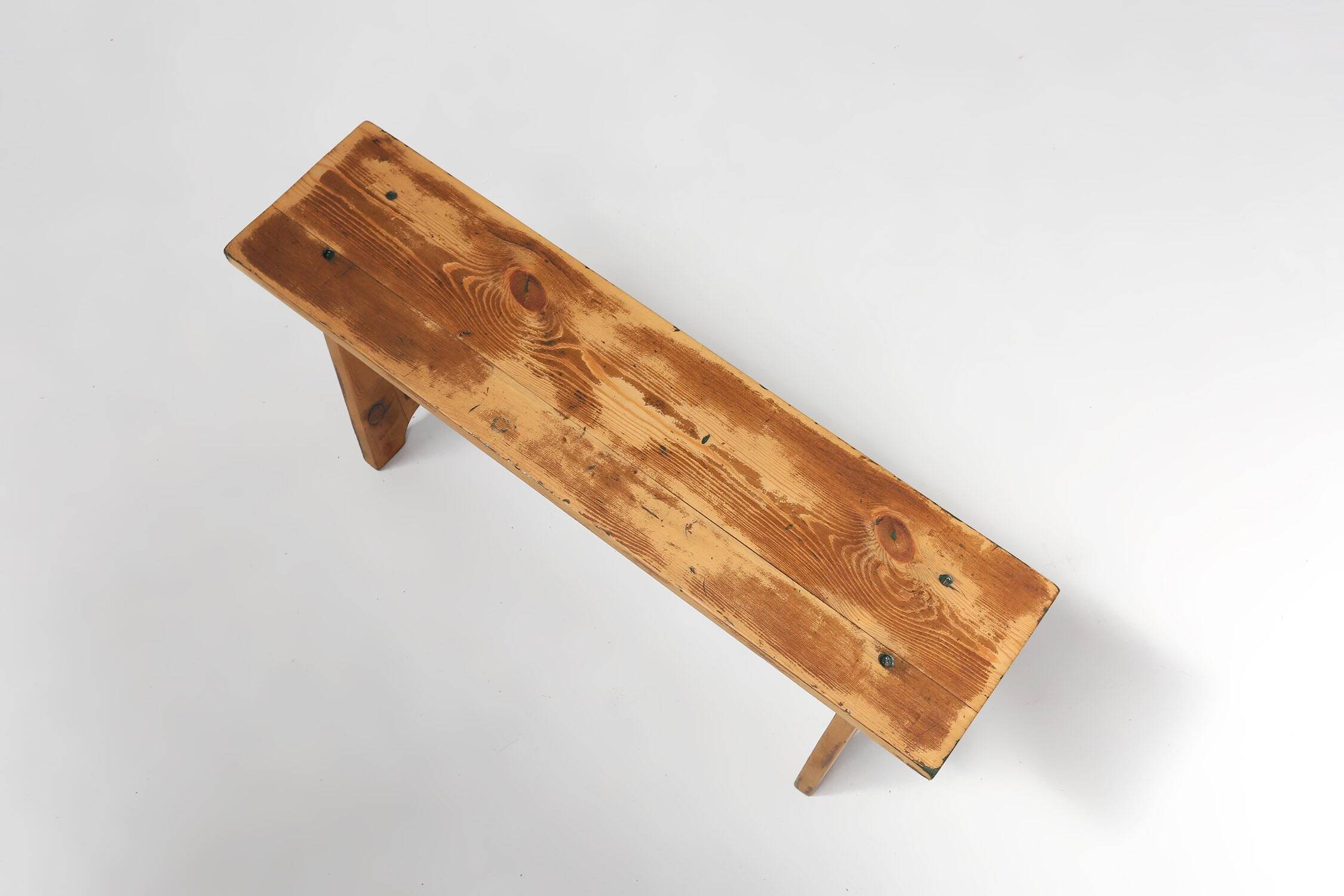Mid-Century Rustic Wooden Bench, France, 1900s