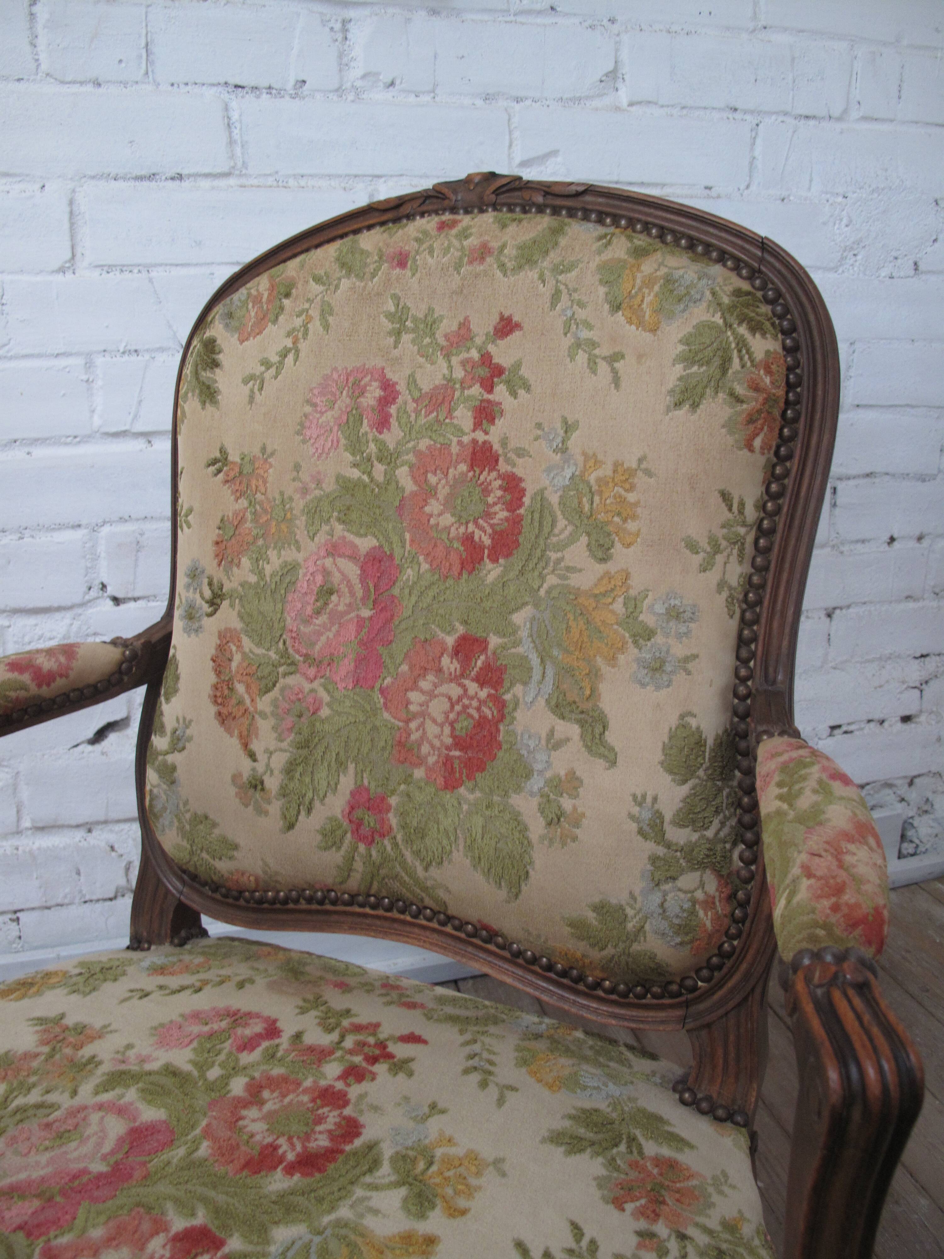 2 Louis XV convertible armchairs
