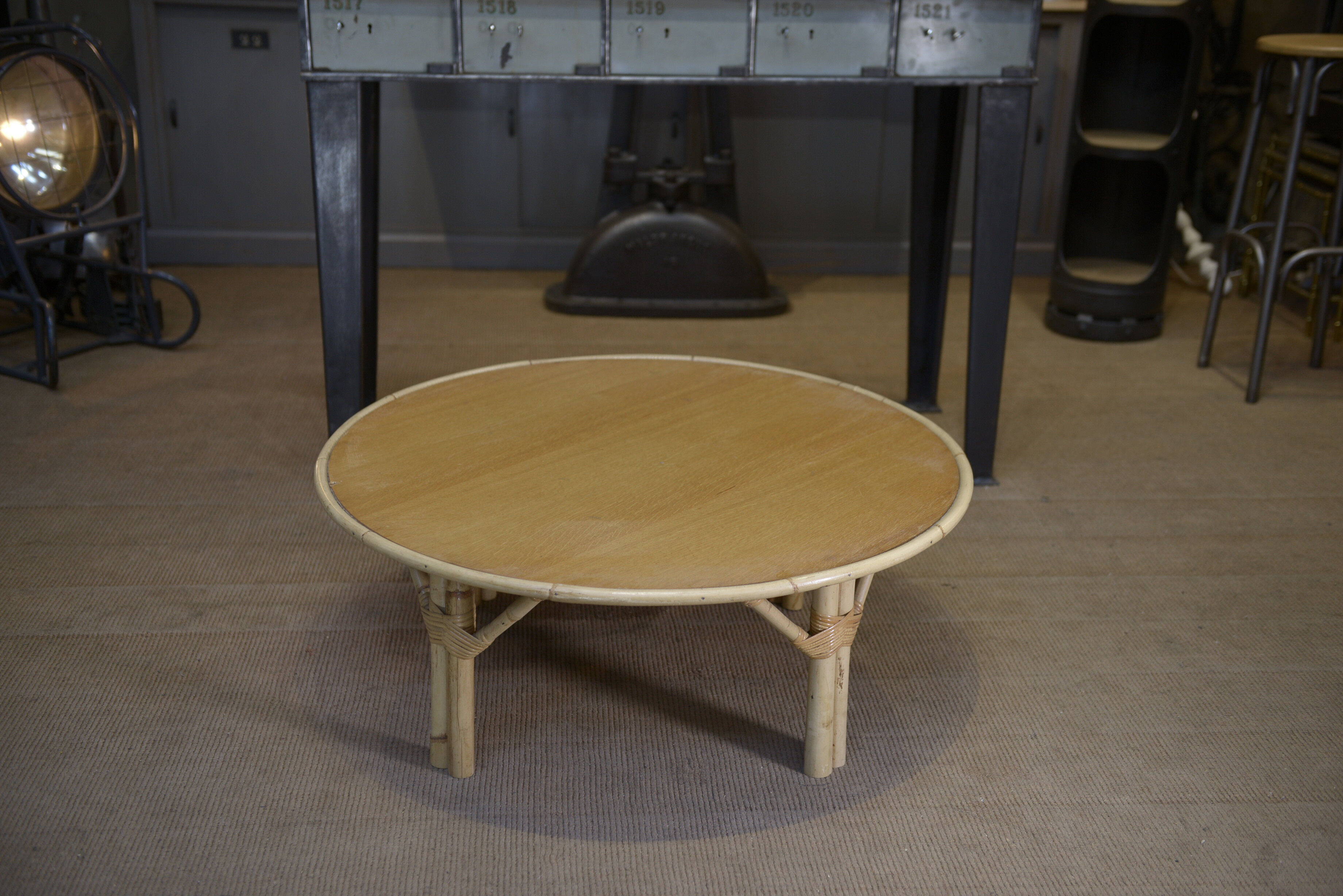 Round rattan coffee table 1960