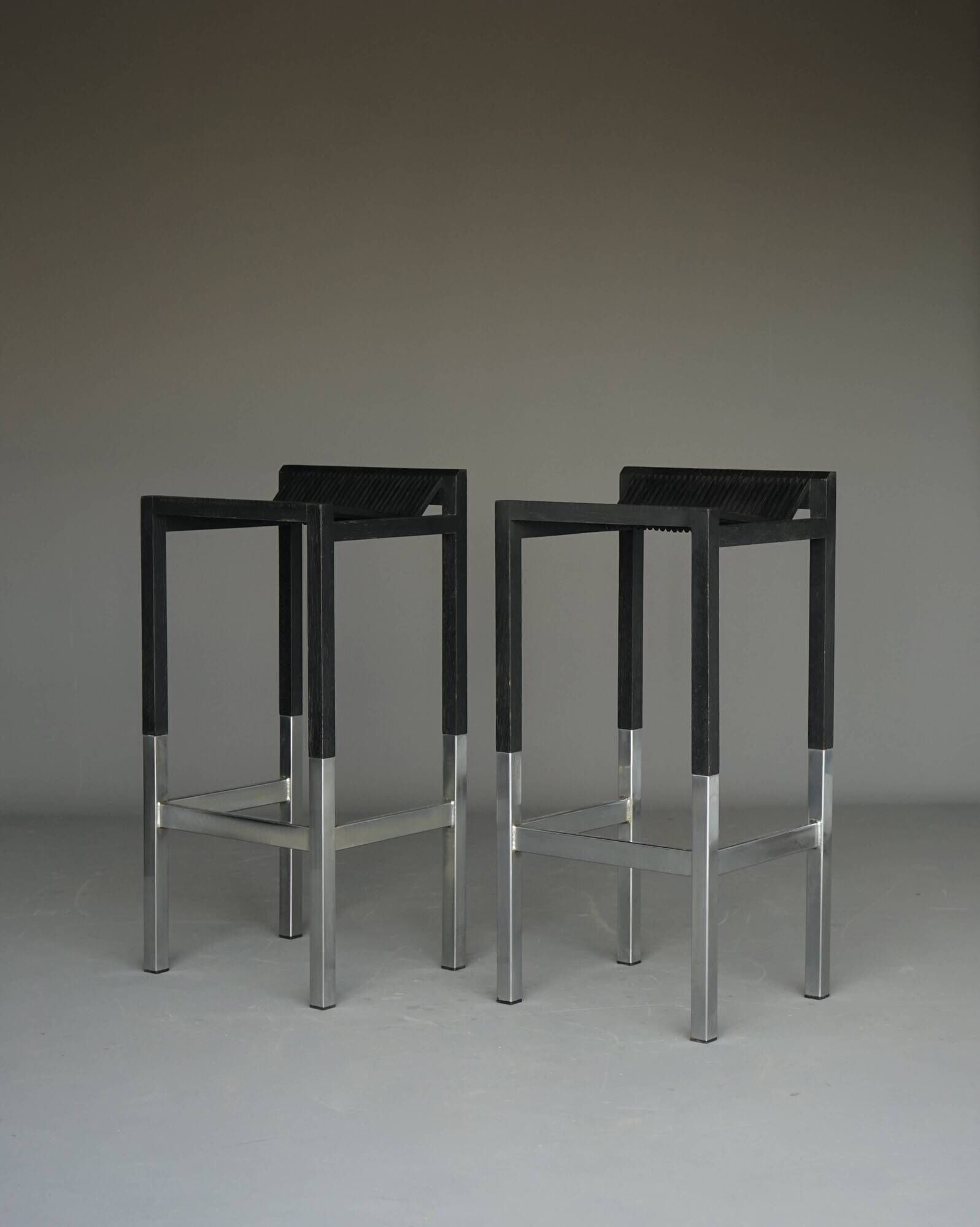 Minimalist Bar Stools by Ruud Jan Kokke, 1980s. Set of 2