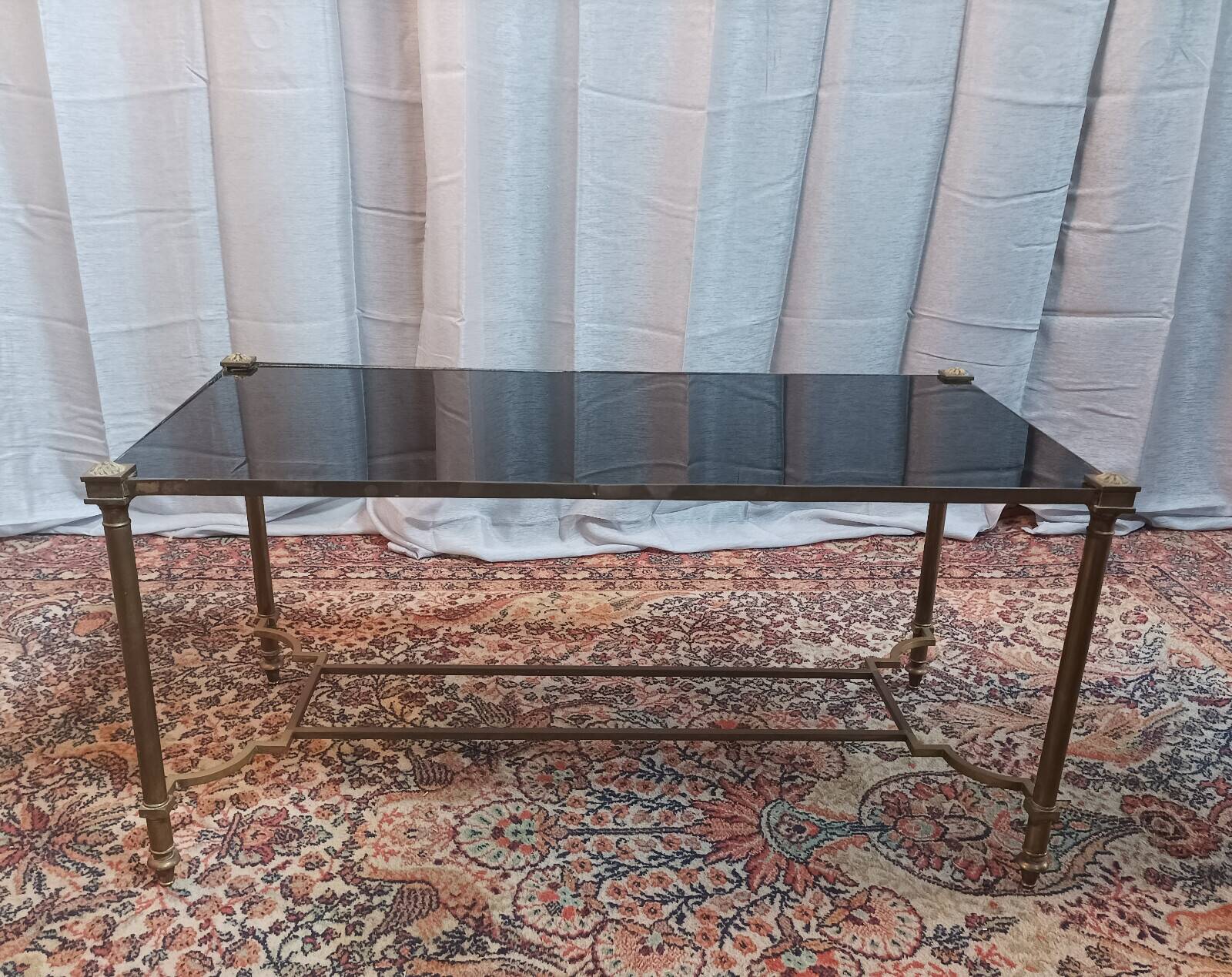 Vintage coffee table in brass and glass