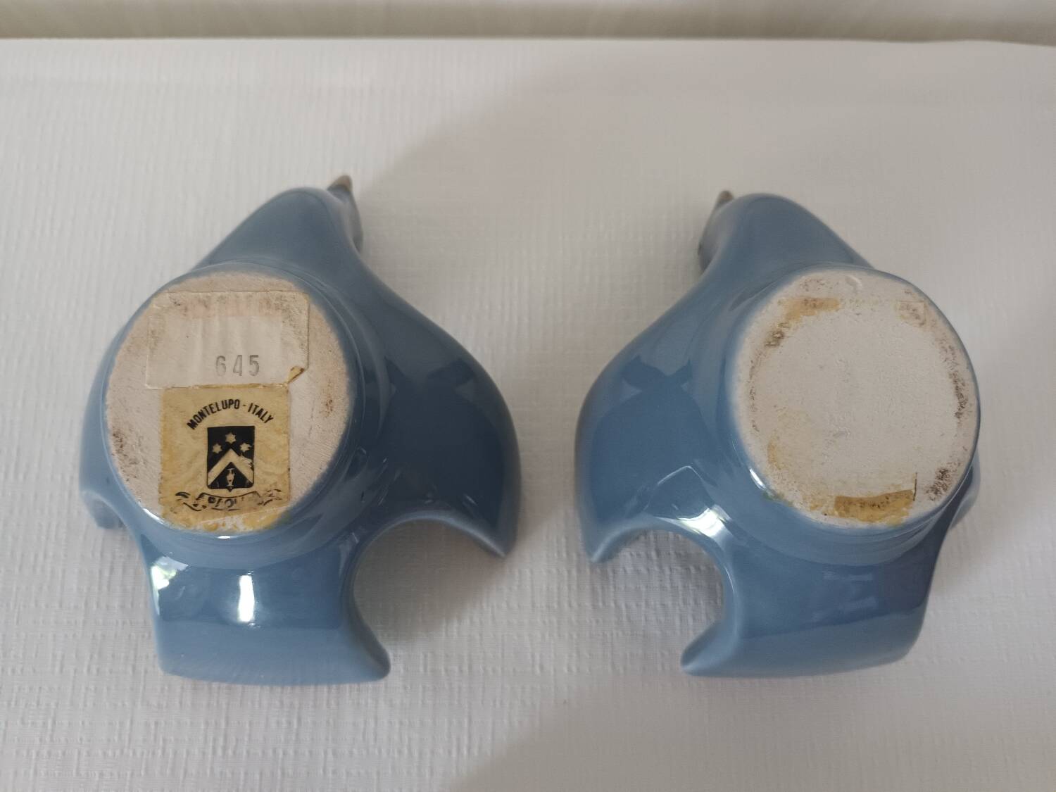 Pair of bird ceramic candle holders vintage Italy