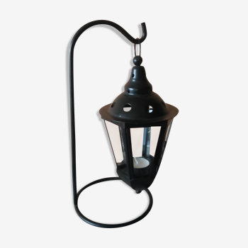 Lantern table candlestick or hanging wrought iron inside exterior 32 cm