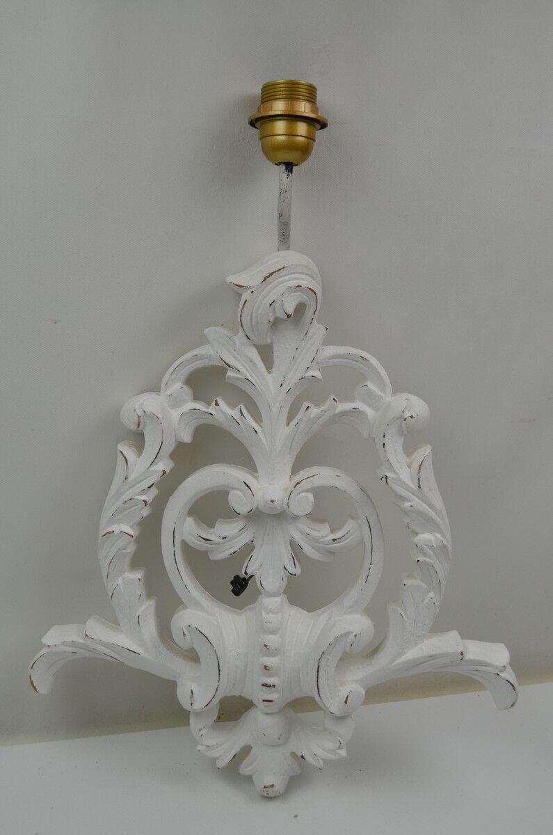 Pair of white patinated wood wall lamps