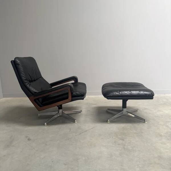 King chair with hocker by Strässle, 1960s