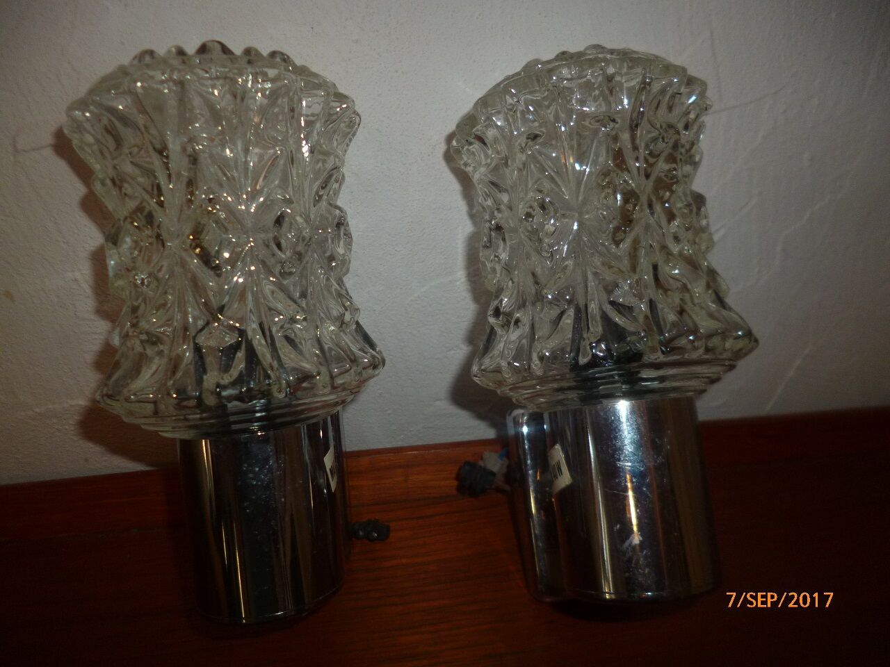 Pair of sconces glass chrome of the years 60/70