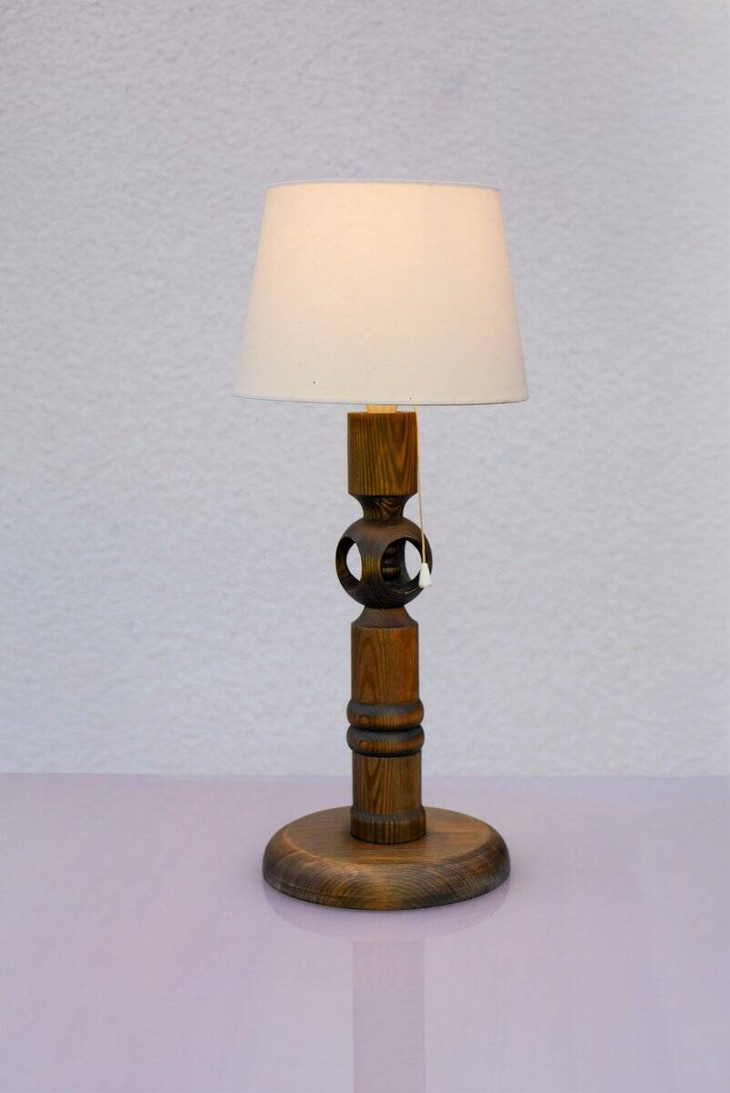 Large pine table lamp by Uno & Östen Kristiansson for Luxus, Sweden