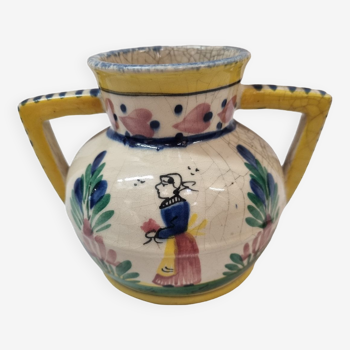 HB Quimper vase with handles, 1950