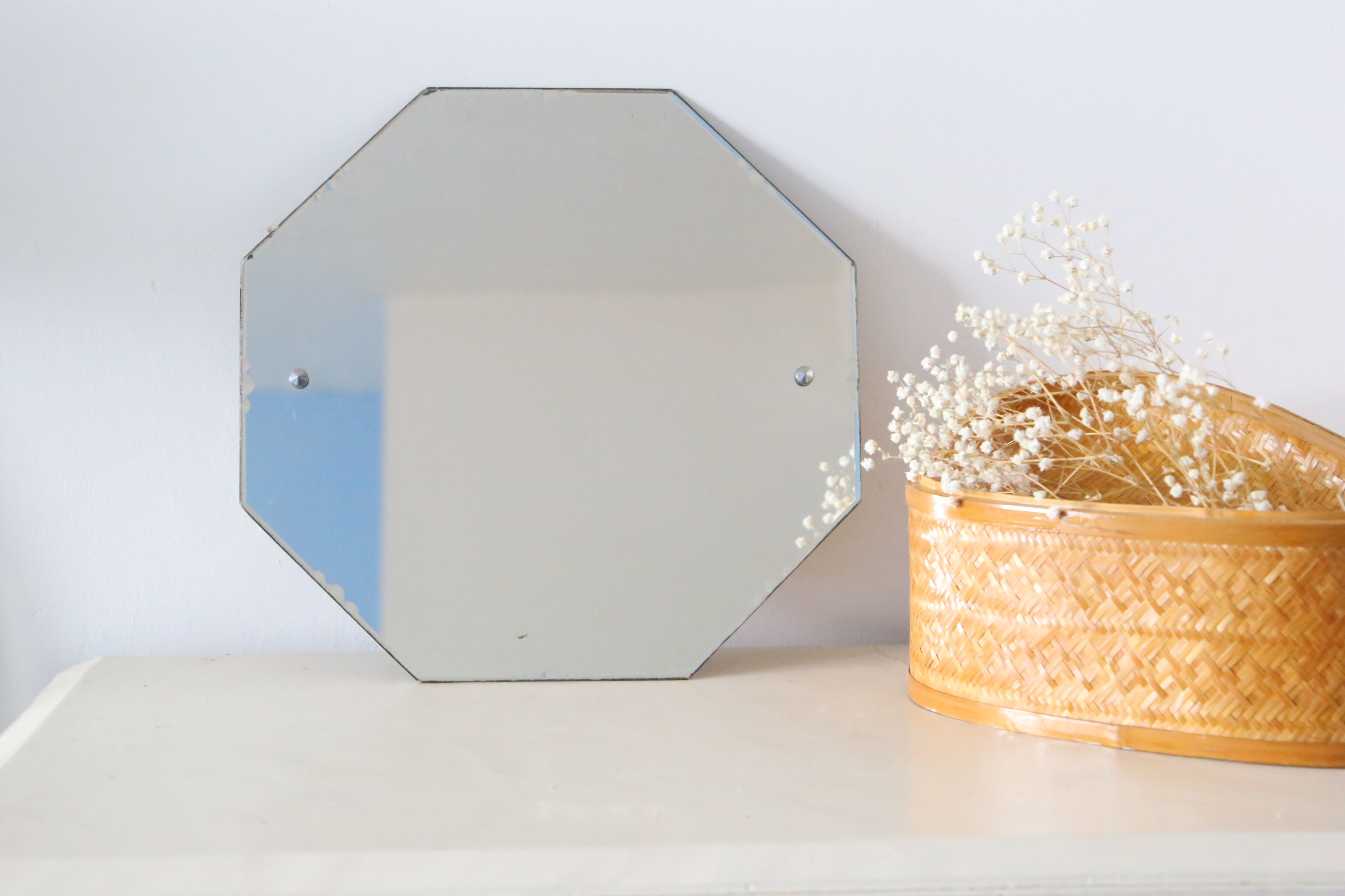 Octagonal bevelled wall mirror