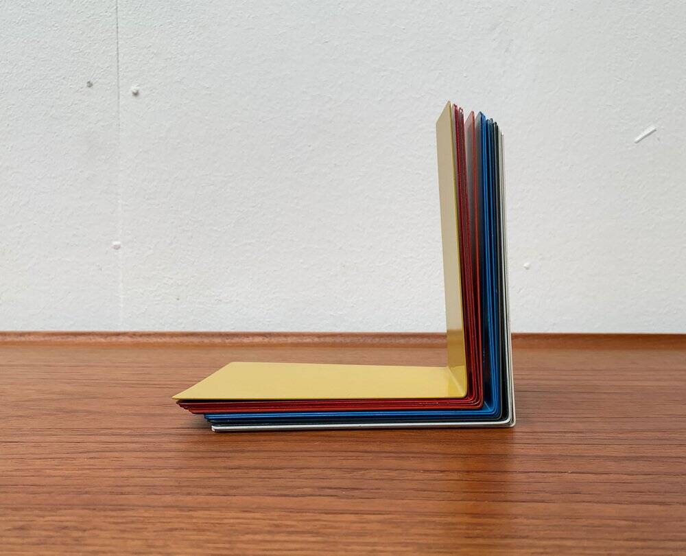 Mid-century German colourful minimalist metal bookends by Soennecken, 1960s, set of 16.
