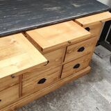 Furniture with drawers waxed pine above black top three tablets furniture of trade