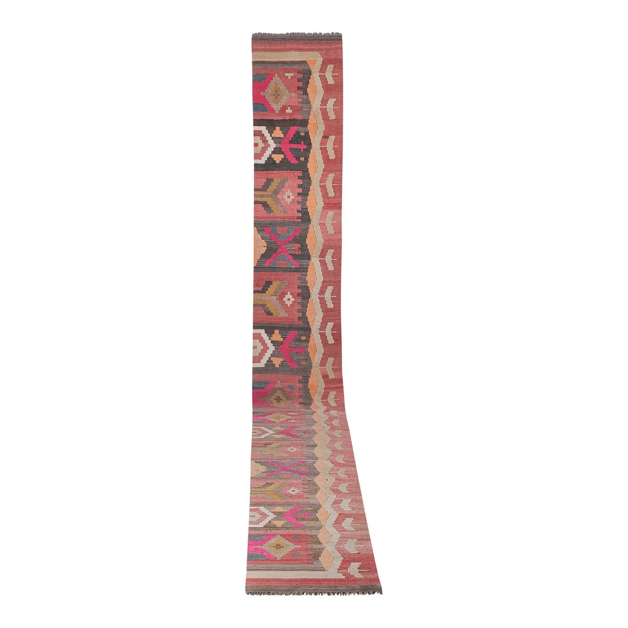 Vintage Turkish hallway rug 77x642 cm