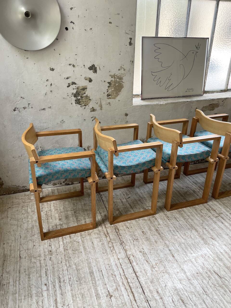Set of 6 oak chairs with armrests Ate Van Apeldoorn