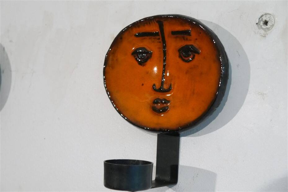 Pair of ceramic wall candlesticks by Lars Bergsten 1970