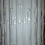 Porte-parapluie vintage italien en céramique blanche style bambou