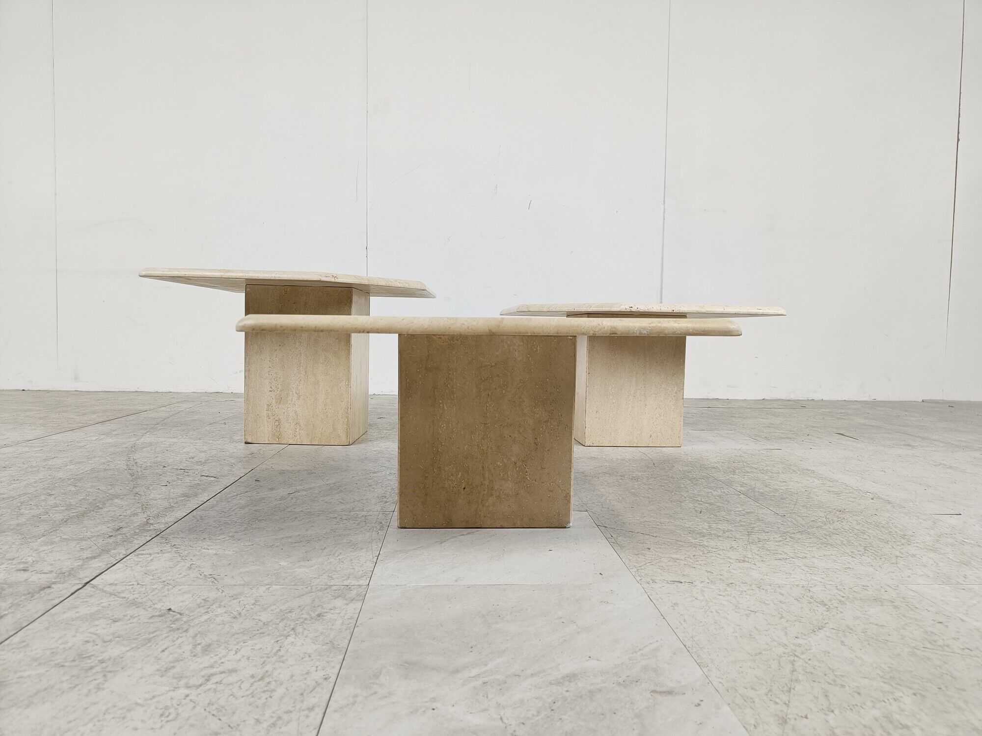 Vintage travertine nesting tables or side tables, 1970s