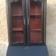 Louis XV style scriban bookcase in black and Basque red patinated cherry wood