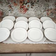 Lot de 12 assiettes à dessert en faïence blanche liseré doré Sarreguemines