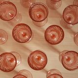 20 pink glass champagne flutes