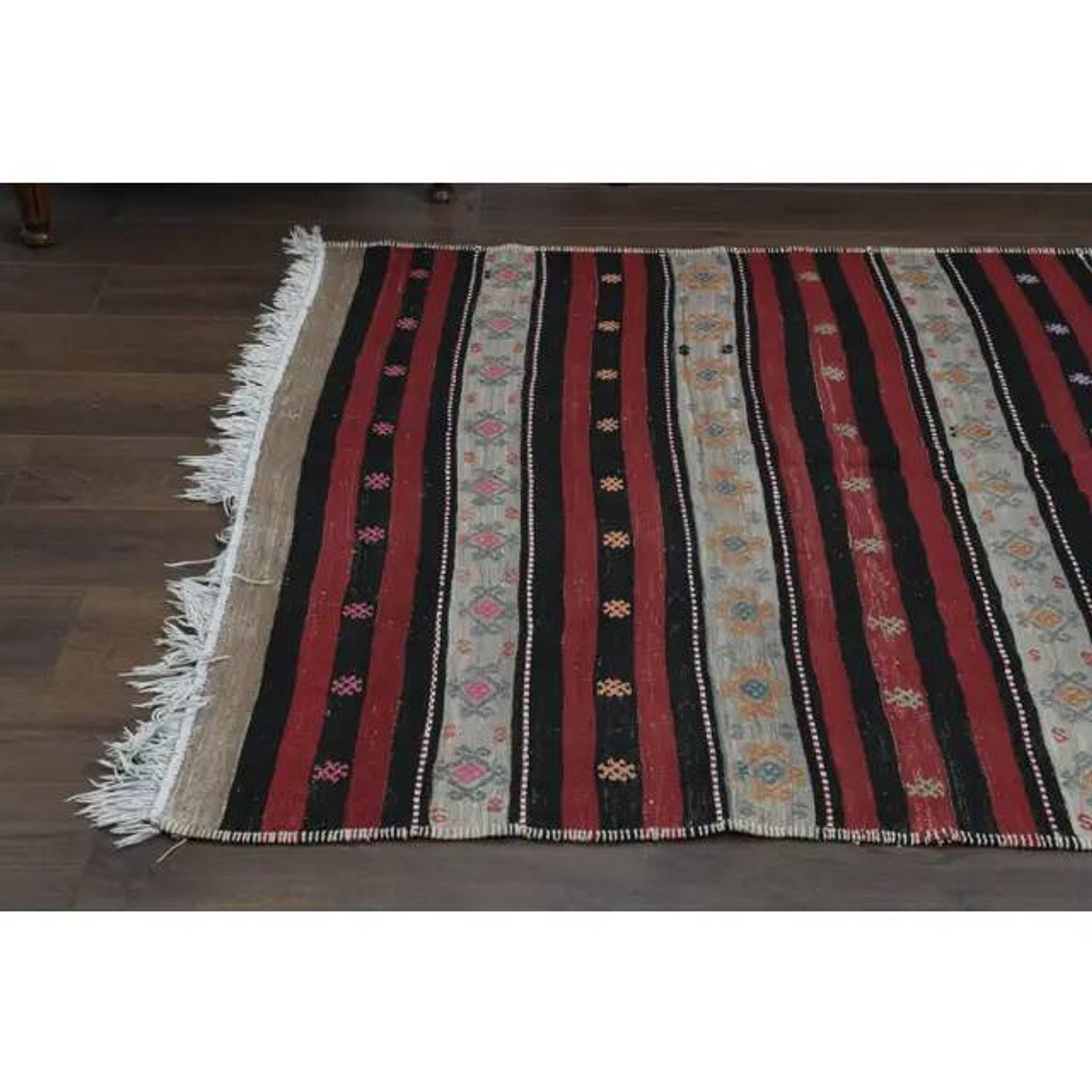 Flatweave Antique Turkish Vintage Orange Kilim Rug 153x332