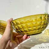 Vintage Amber Glass Dessert Set - 1 Salad Bowl + 5 Matching Bowls