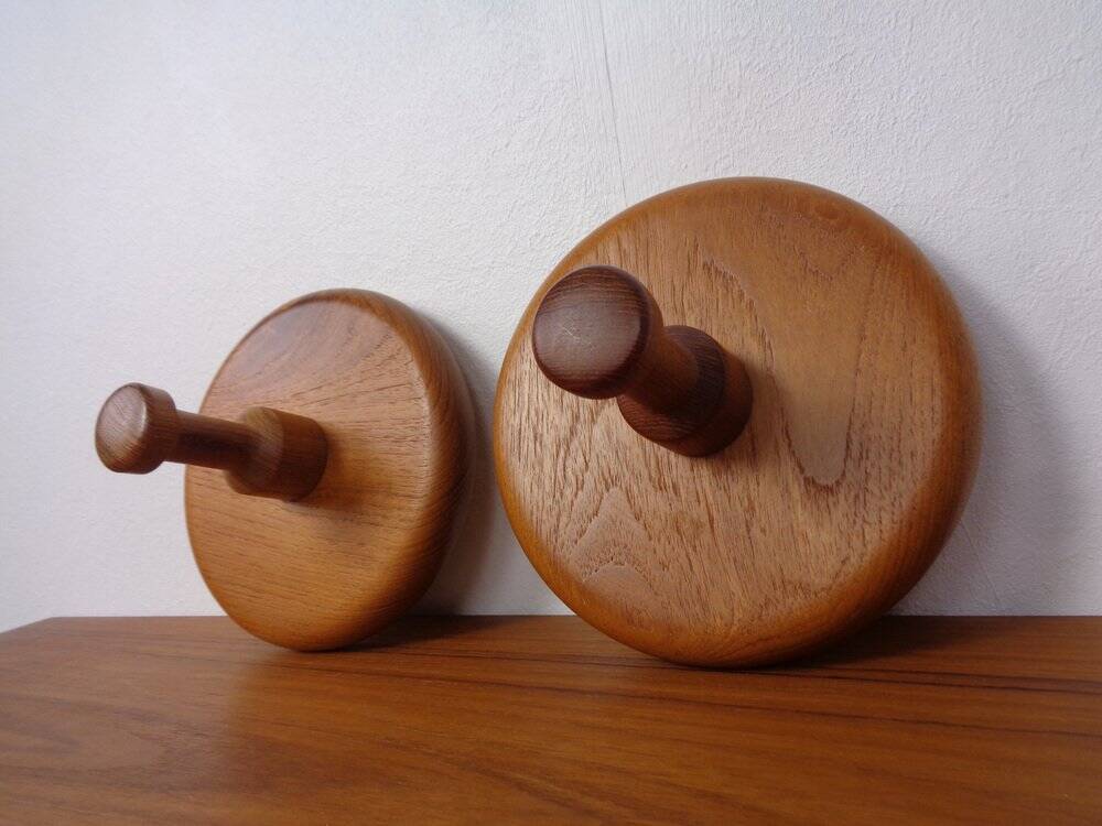 Danish Teak Hooks, 1960s, Set of 2