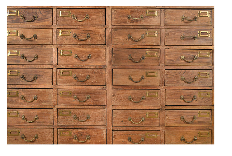 Wooden chest of drawers with 40 drawers