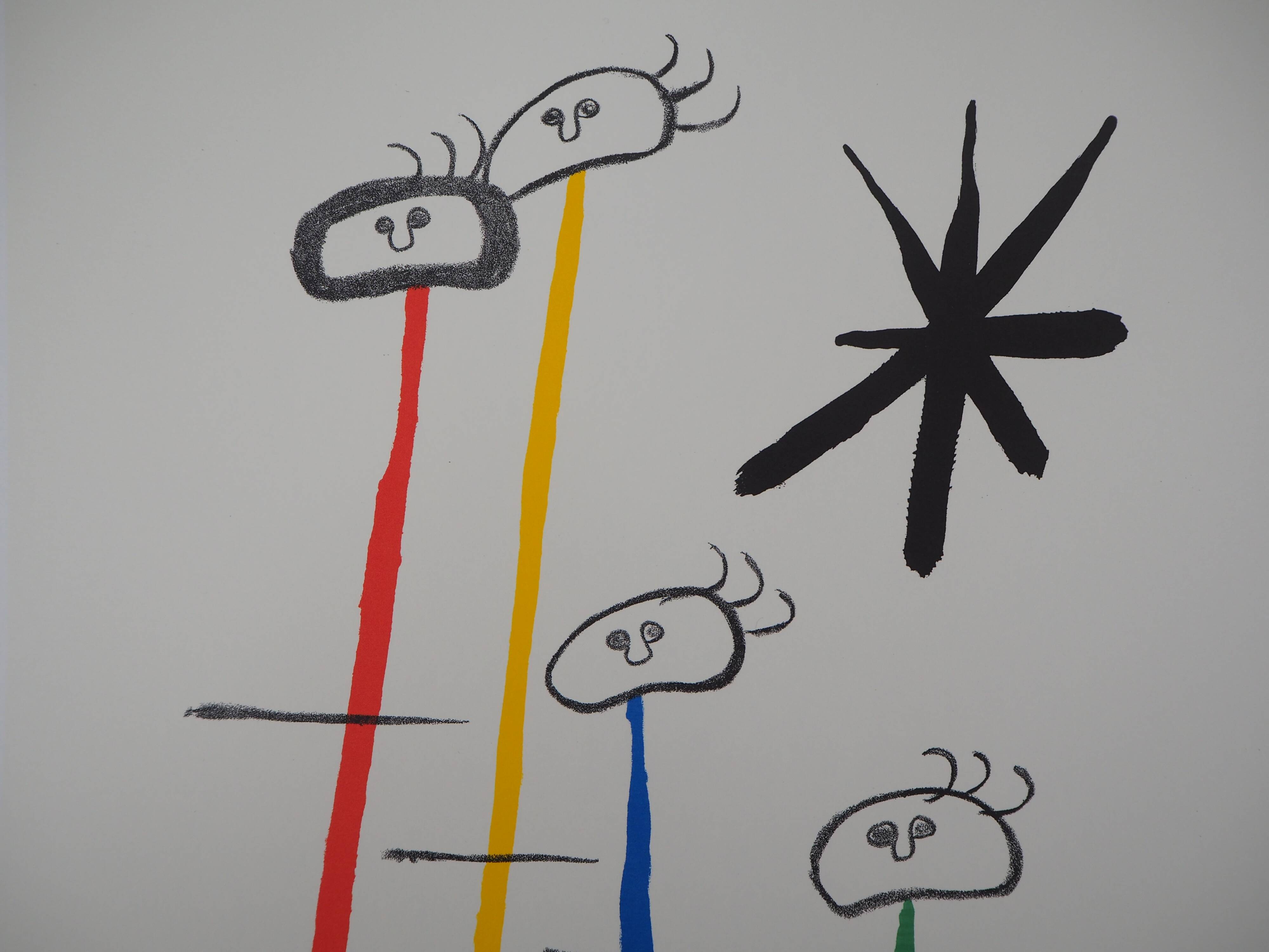 Joan MIRO: Surrealist family with the star, signed lithograph