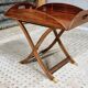 Vintage butler tray nautical side table mahogany