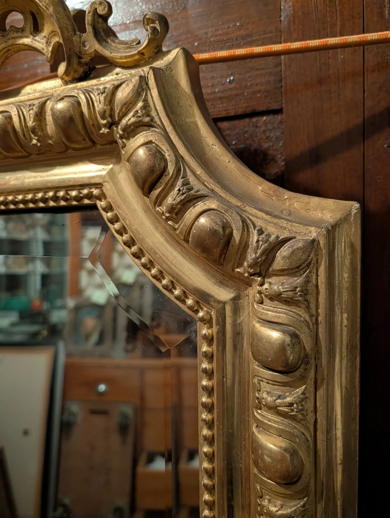 Large antique gilded mirror in Louis XV style