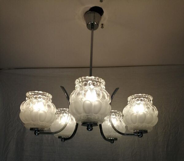 Lustre art déco à 5 bras de lumière