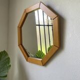 80s hexagonal pine mirror