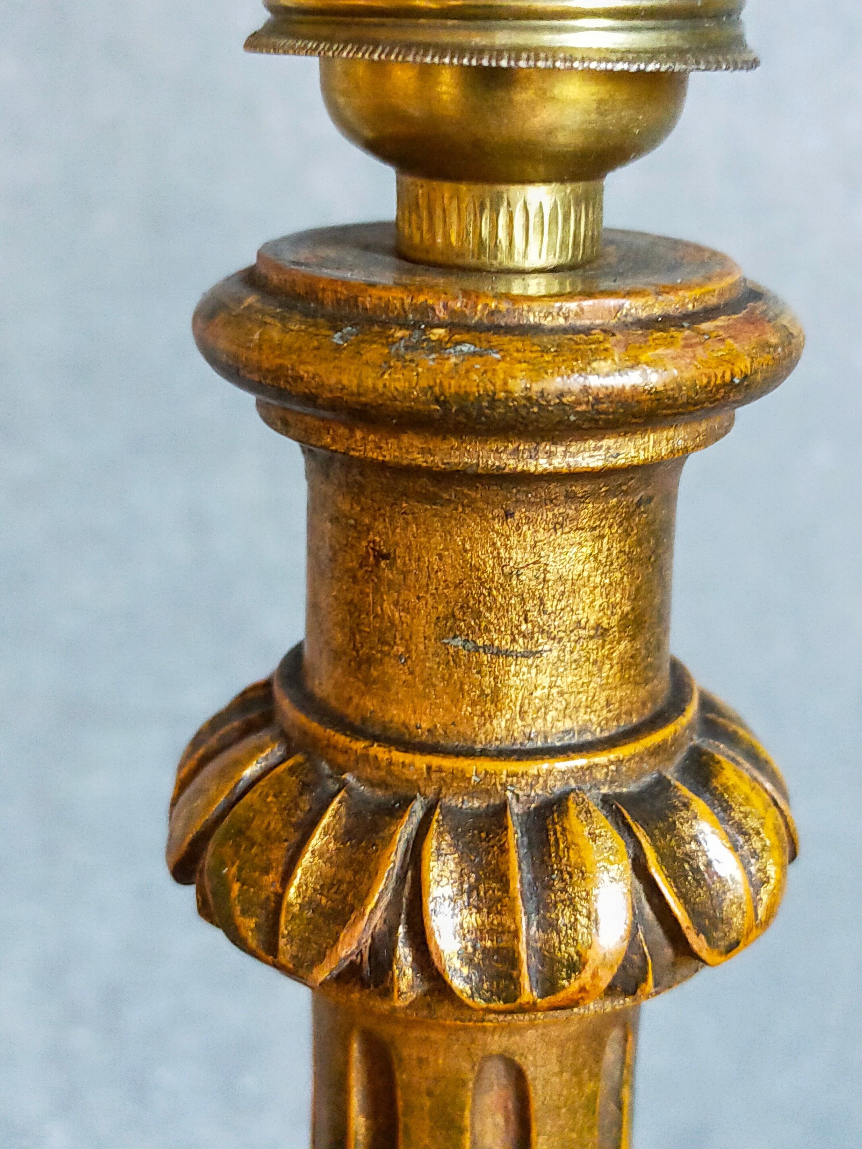 Lamp foot turned carved antique patina