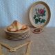 6 small dessert plates in vintage Chantilly Longchamp sandstone