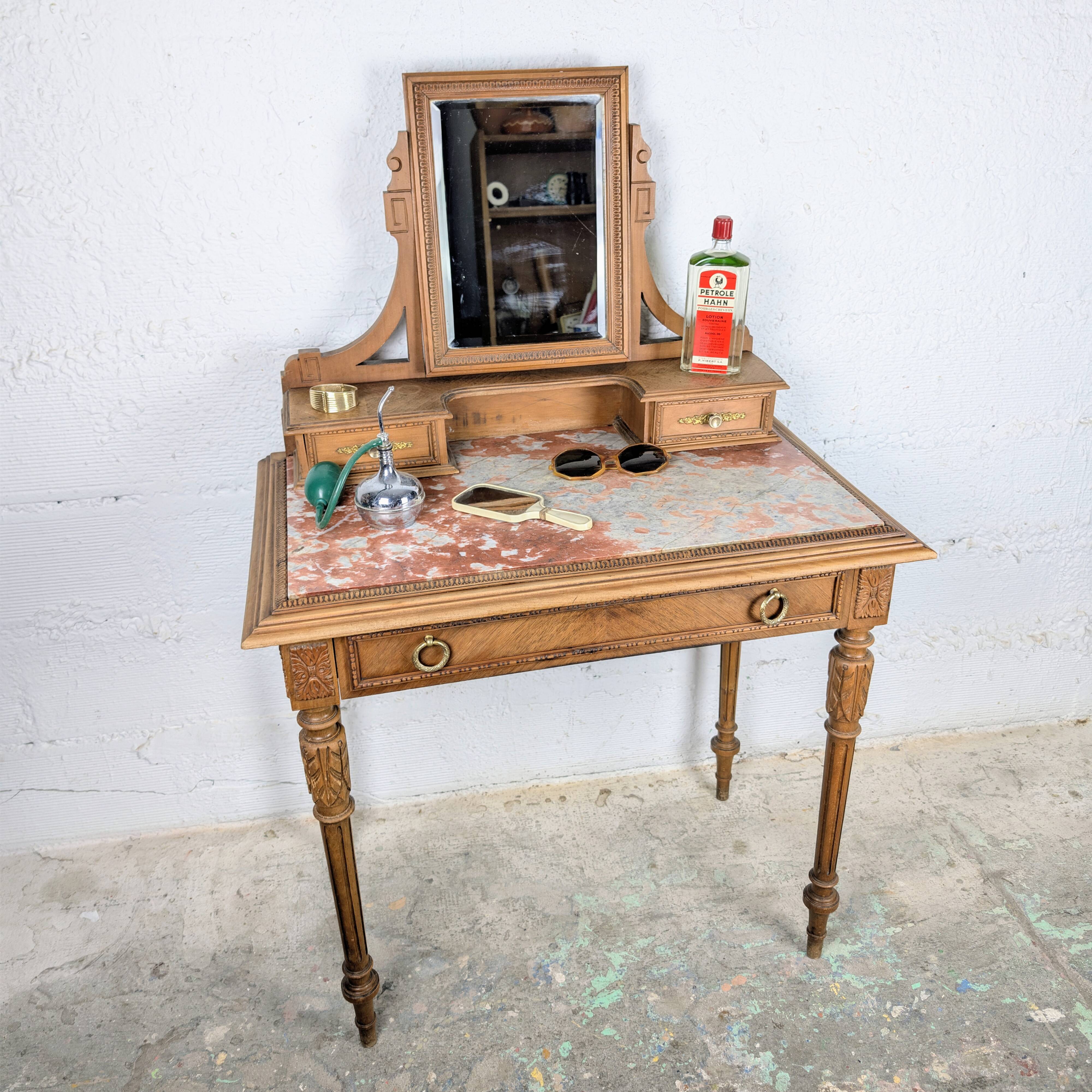 Louis XVI style dresser with pink marble