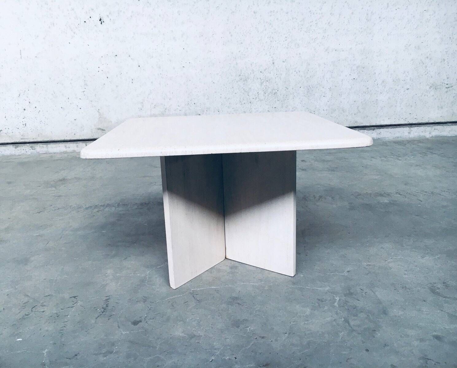 Vintage Italian Postmodern Square Granite Stone Side Table, 1970s