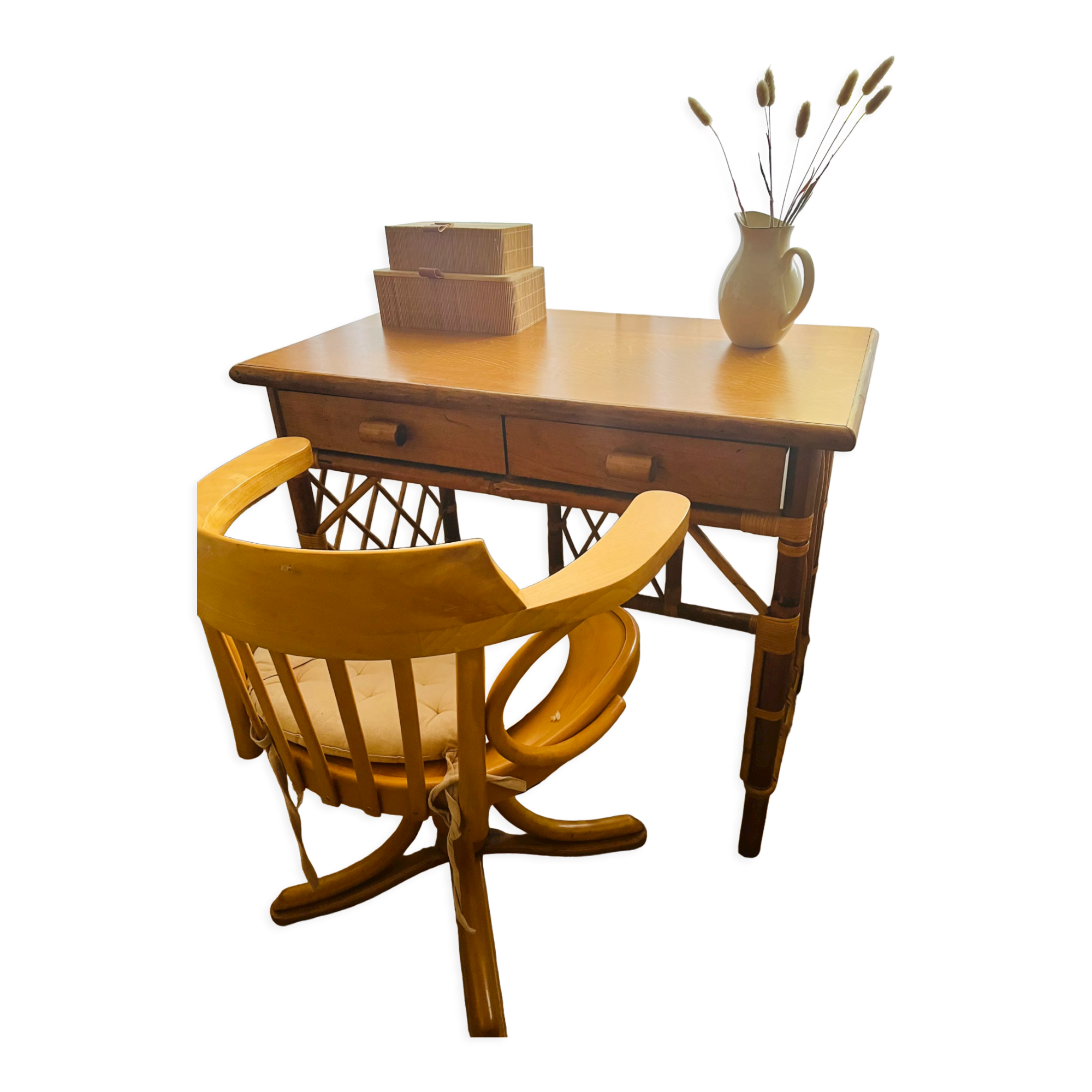 Vintage rattan desk