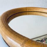 Round rattan mirror