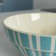 Antique bowl digoin france | blue striped earthenware bowl | collectible tableware