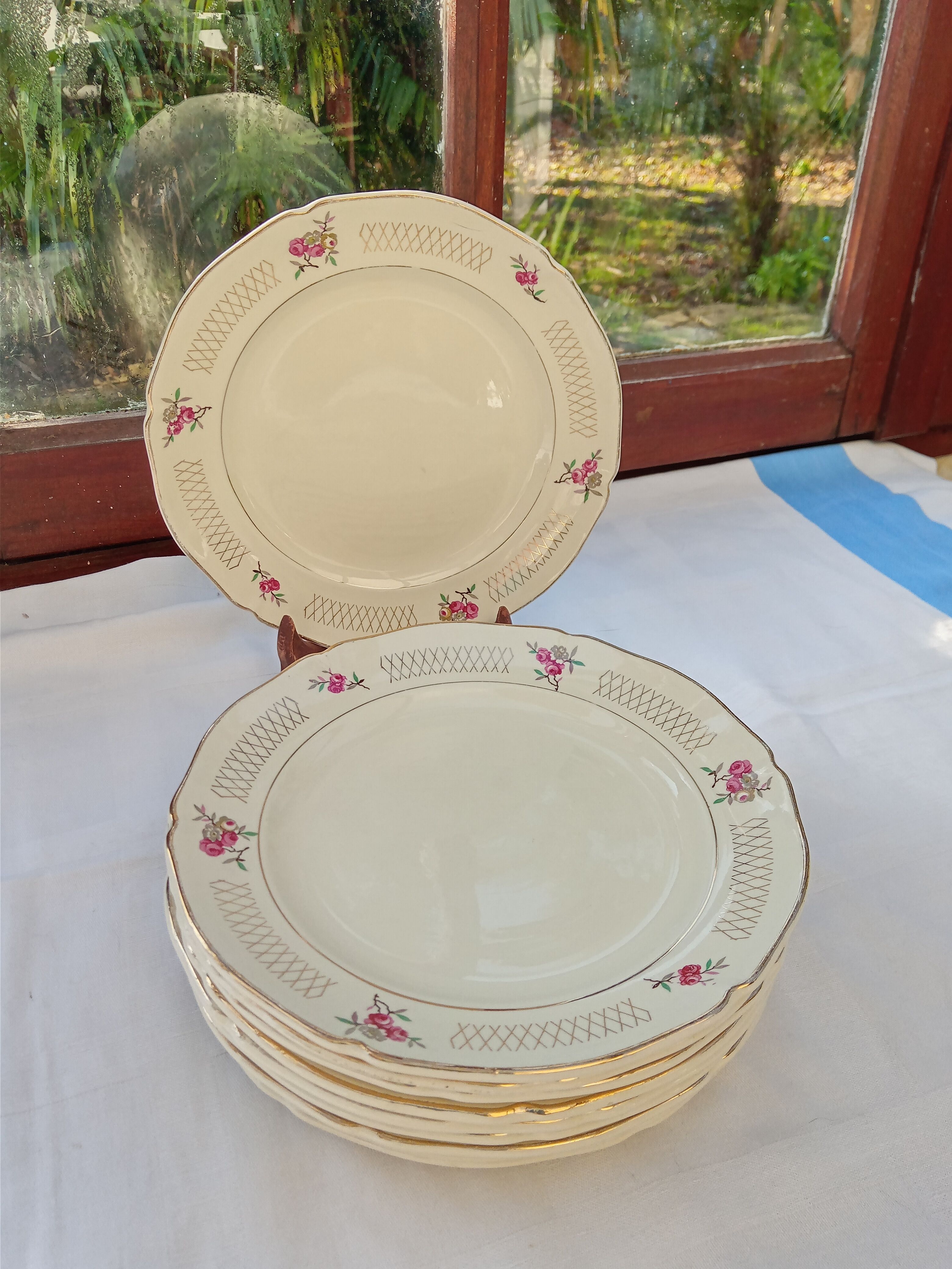 Set 10 flat plates and St Amand dish