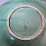 Large dish of the 1950s with wavy edge color green celadon