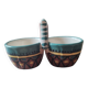 Enamelled ceramic salt cellars HB Henriot Quimper