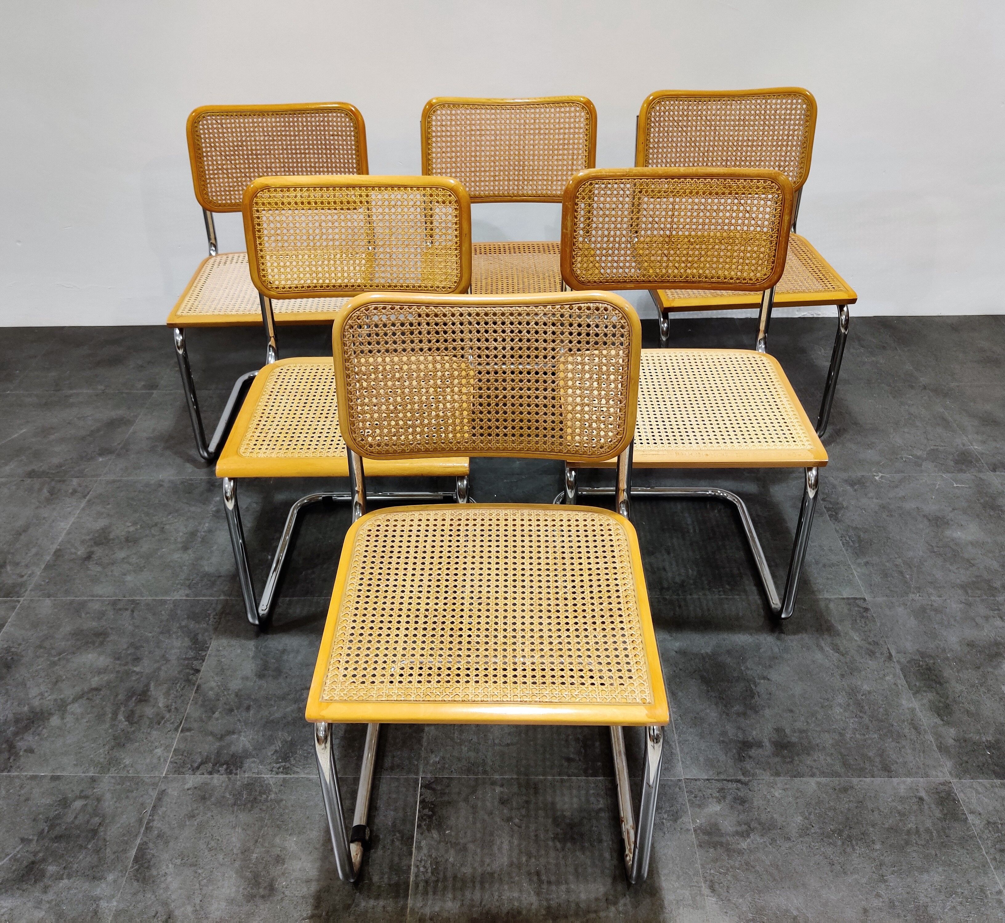Set of 6 vintage Marcel Breuer Cesca chairs , 1970