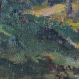Impressionist Signed Mediterranean Landscape with a View of a River and Mountains