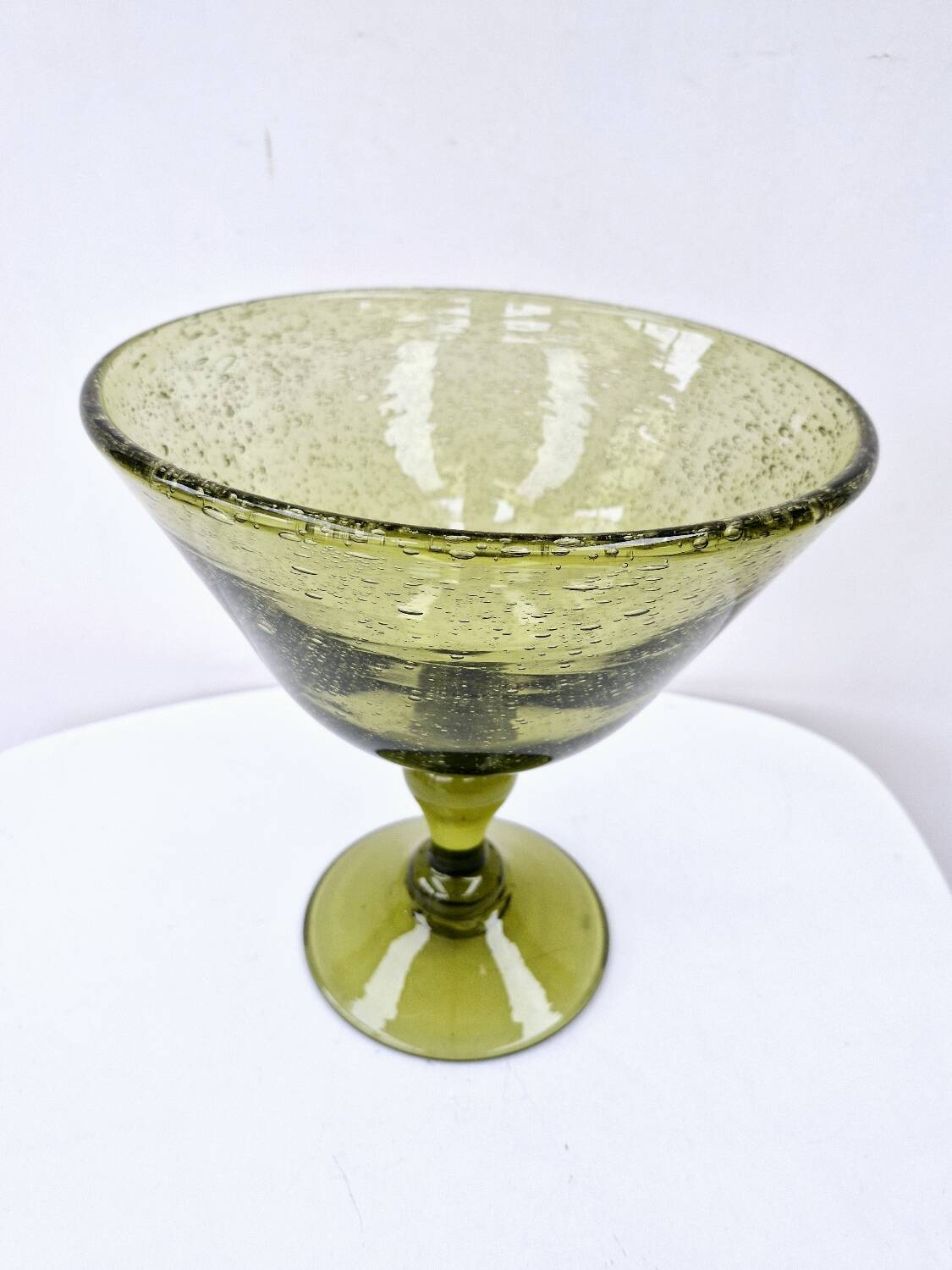 Vintage fruit bowl blown glass biot glassware unique piece