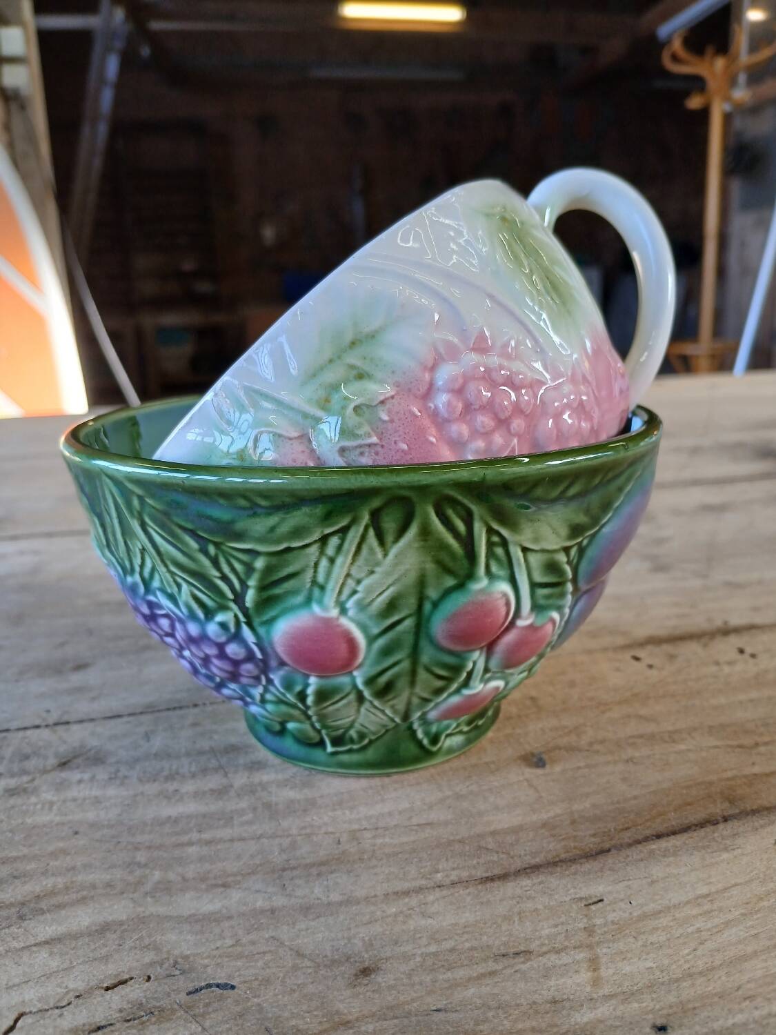 2 old Barbotine bowls
