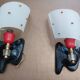 Pair of vintage wall lights Rockabilly 1950s brass, black and red