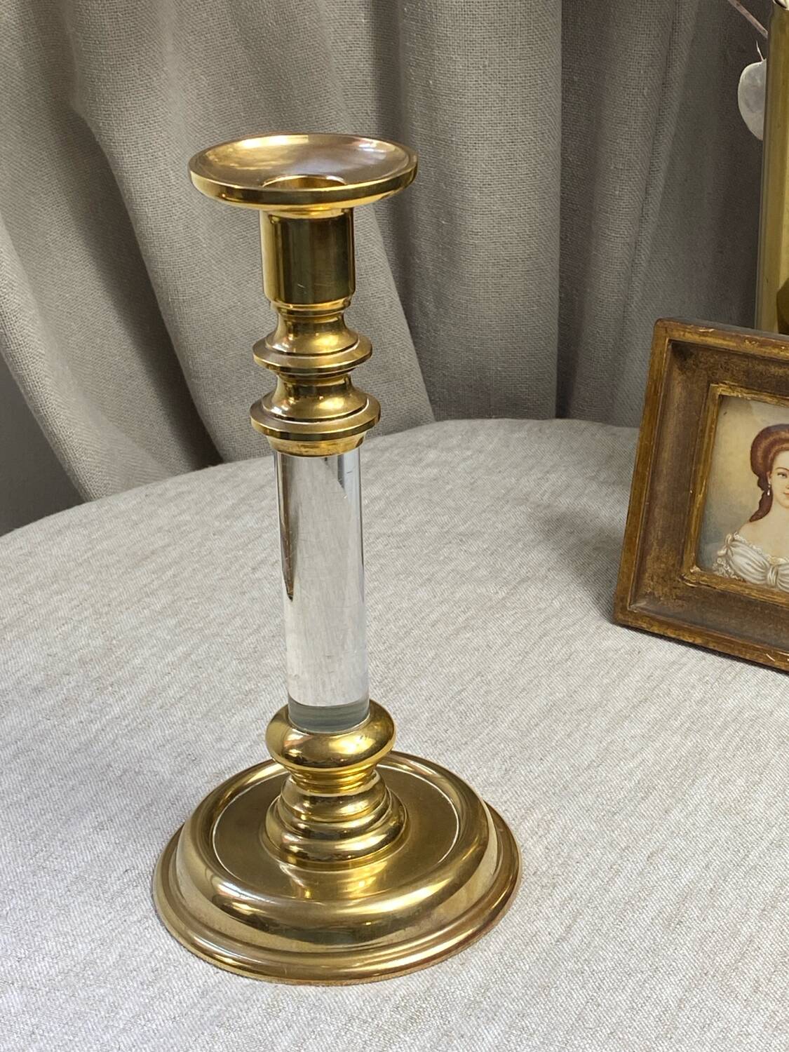 Brass and Lucite Candle Holder